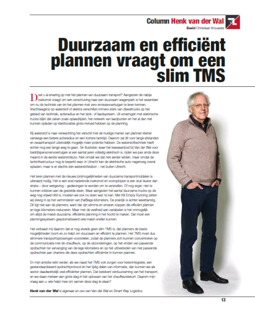 Column Henk van der Wal: Waarom is er nog steeds geen slim TMS dat planners helpt duurzaam en efficiënt te plannen?